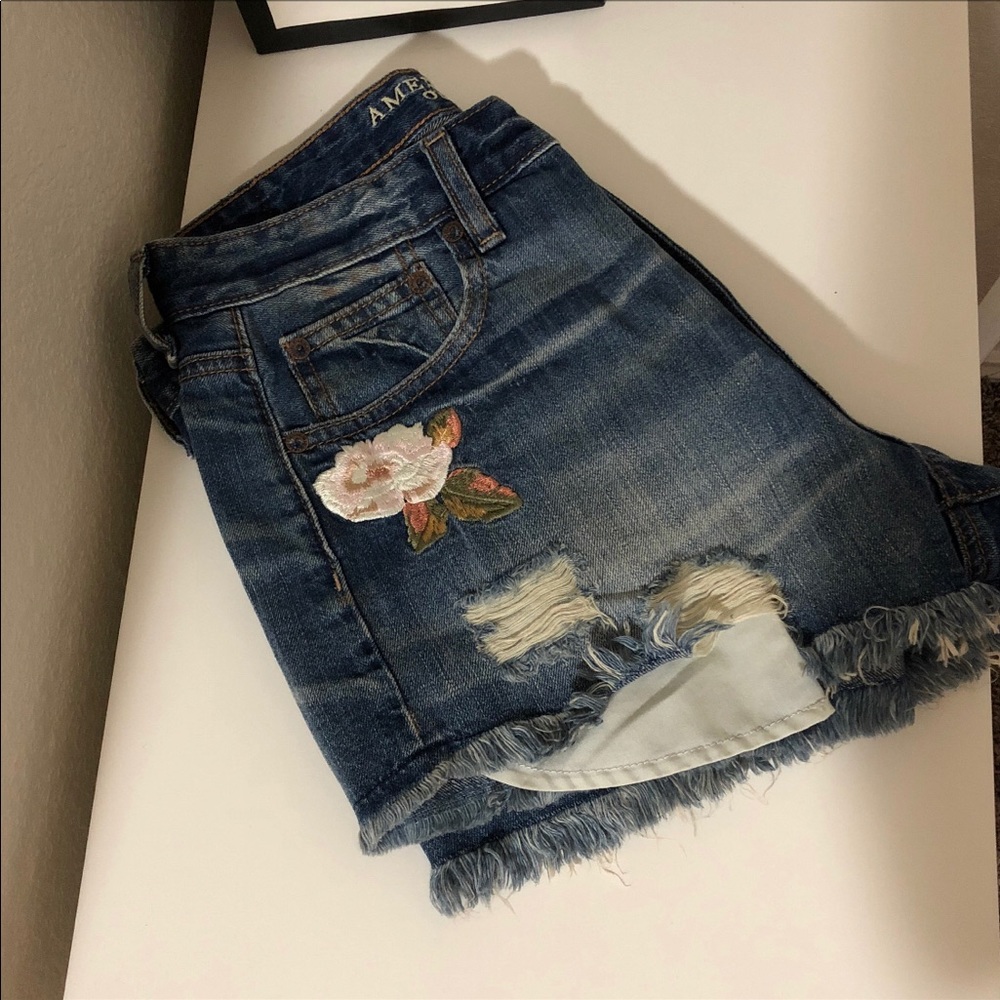 American Eagle High-Rise Embroidered Shorts